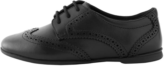 Next - Meisjes - Leren brogues met veters voor school, brede pasvorm (G) - Zwart