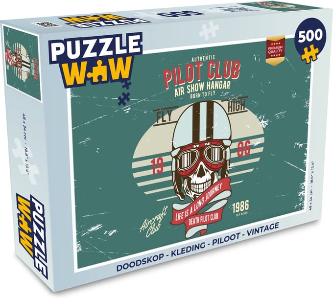 Puzzel Doodskop - Kleding - Piloot - Vintage - Legpuzzel - Puzzel 500 stukjes
