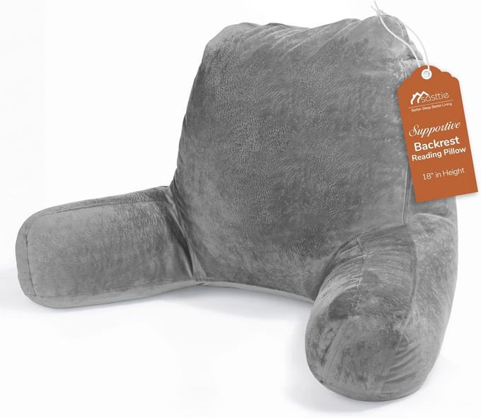 Sasttie Standard Reading Pillow Back Cushion for Sitting in Bed,Memory Foam Chair Pillow, Bed Rest Cushions, Dark Grey