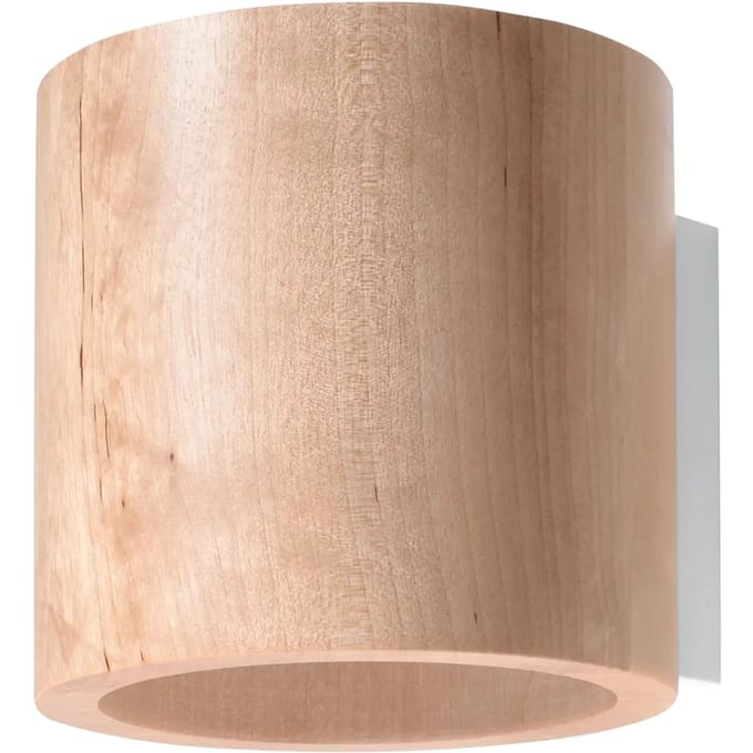 Wandlamp ORBIS met licht naar boven en beneden - Sollux Lighting - IP20 - Natuurlijk hout hout behuizing - 10 x 12 x 10 cm - 1 x G9 LED, exclusief lichtbron - Max. 8 W - Scandinavische wandlamp voor woonkamer, slaapkamer en eetkamer