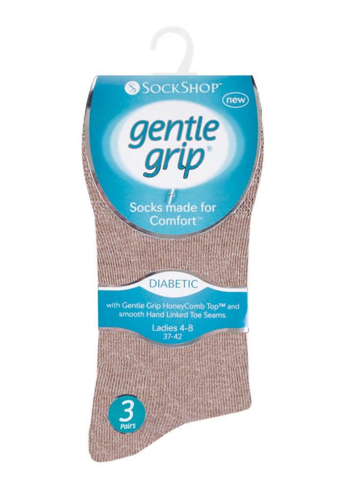 Gentle Grip - 6 paar diabetische damessokken - Brown 39