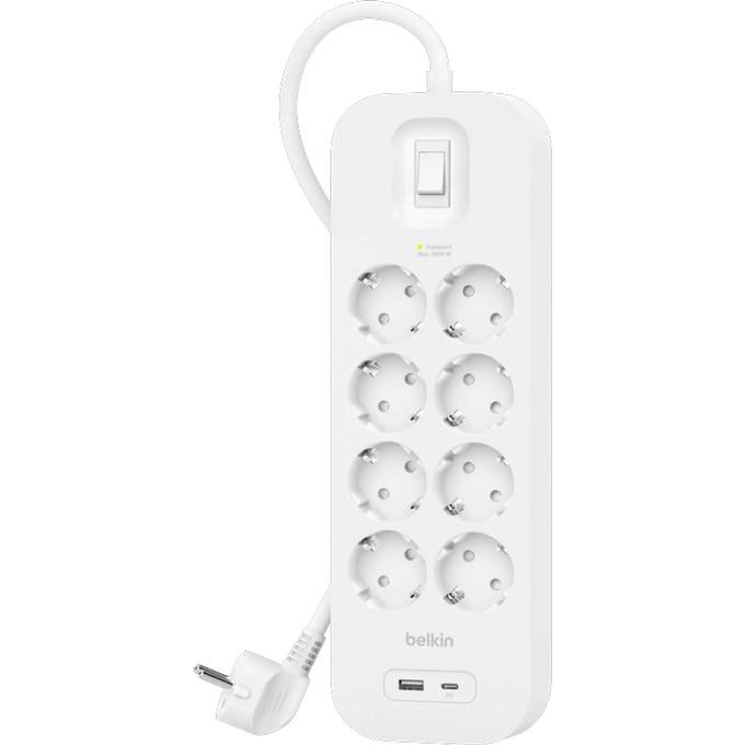 Belkin Stekkerdoos 8-voudig 2 meter met usb A/C 18W Wit
