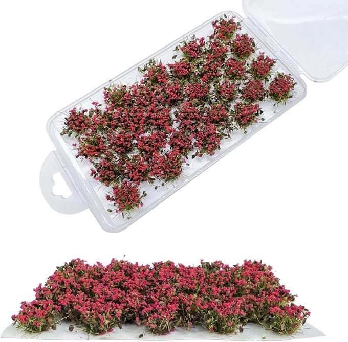 Static Grass Tuft voor Miniature Tabletop Games en Modelspoor, Perfect voor Diorama's en Landschappen (Rood)