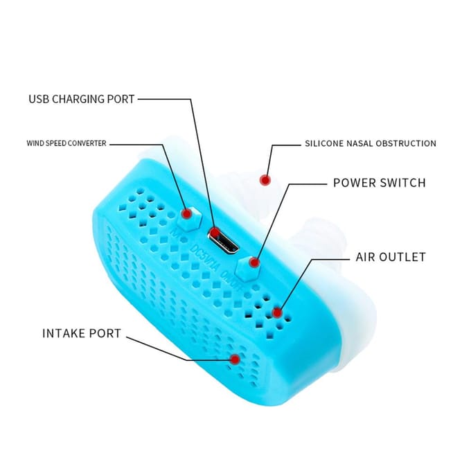 CPAP Draagbare 3-traps Elektrische Variabele Snelheid Snurk Preventer Neusreiniging Neusplug blauw