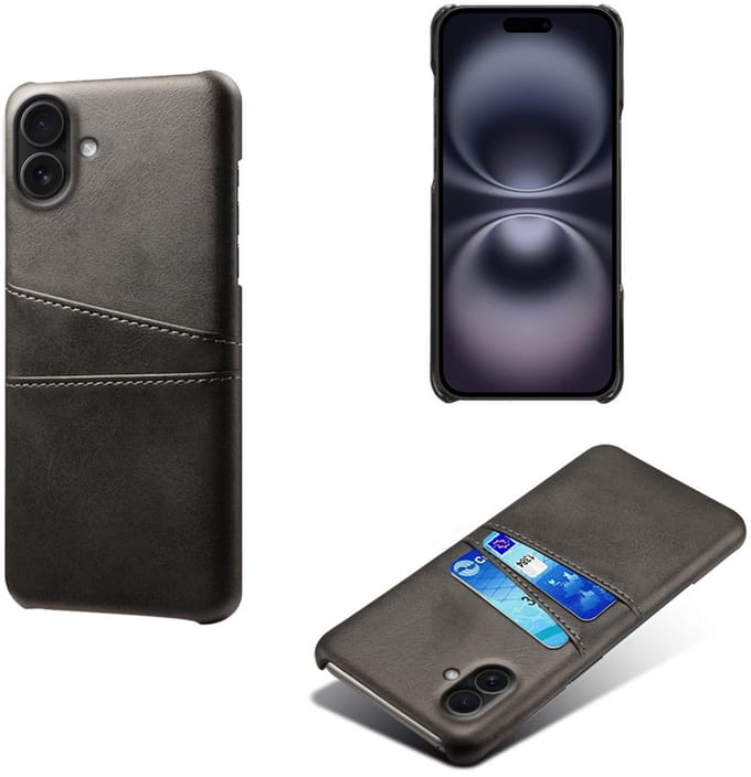 Backcover met Opbergvakjes + PMMA Screenprotector voor iPhone 17 _ Zwart
