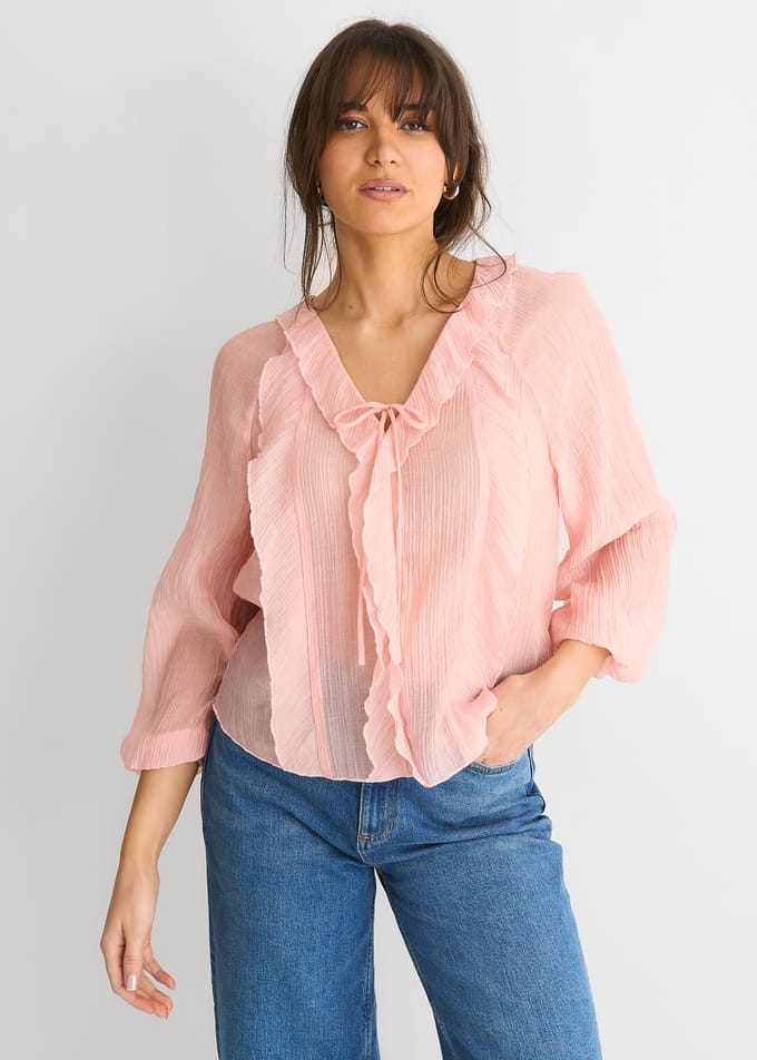 Blouse met strikdetail en lange mouwen
