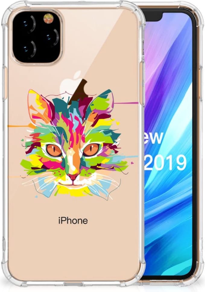 Apple iPhone 11 Pro Max Stevig Bumper Hoesje Cat Color
