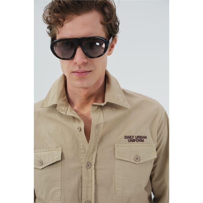 Heren Katoenen Poplin Lange Mouwen Shirt
