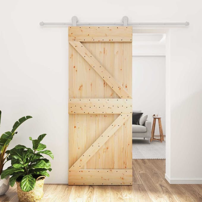 vidaXL - Schuifdeur - 85 - x - 210 - cm - Massief - Pine - Hout - (Onbehandeld)