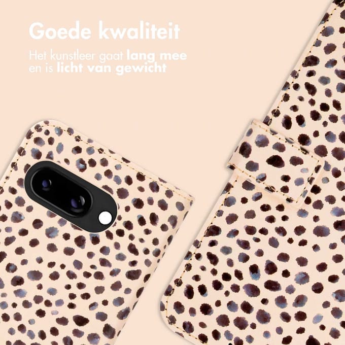 imoshion Hoesje - Geschikt voor Google Pixel 9a - Design Bookcase smartphone - Black And White Dots
