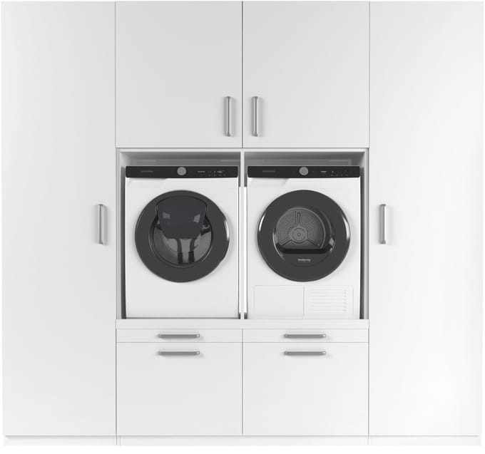 Wasophoogte® Wasmachine Kast Vienna - Wasmachine verhoger - Wasmachine ombouw - 700(D)*2530(B)*2350(H) mm - Wit