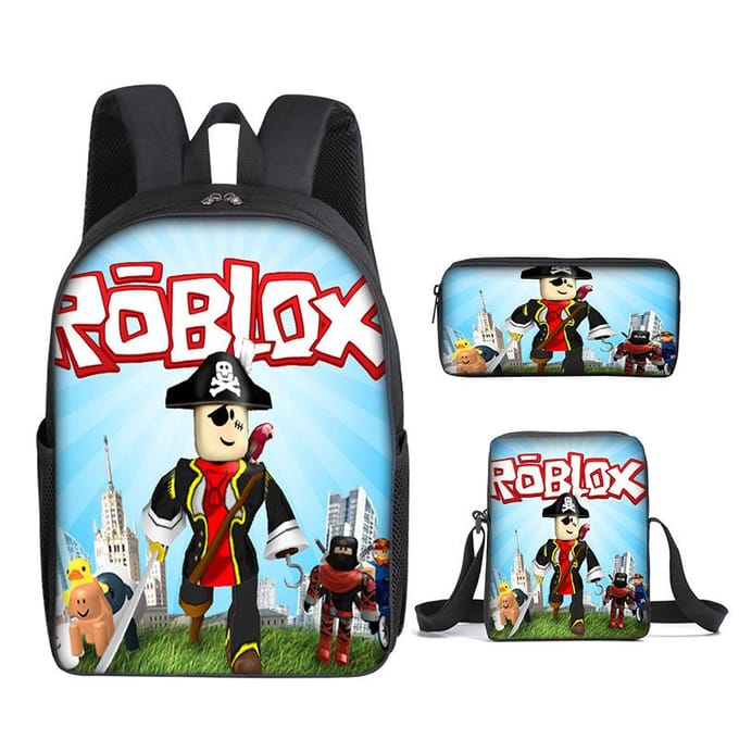 Roblox Student Schooltas Basisschool en Middelbare School Rugzak Modetrend Rugzak Drie Delig Set three-piece set (backpack + satchel + pencil case)
