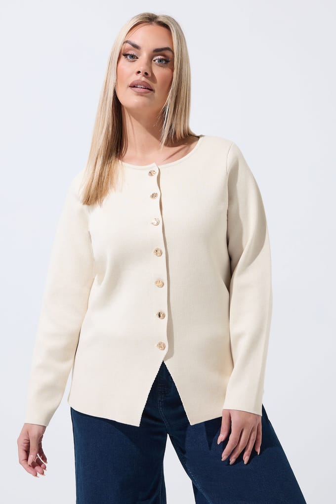 Limited Collection Naturelbruine Gebreide Top Met Lange Mouwen Size 48