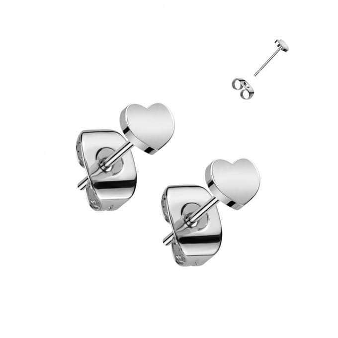 Oorbellen titanium plat hartje 0.8x6x4 - zilver - LMPiercings