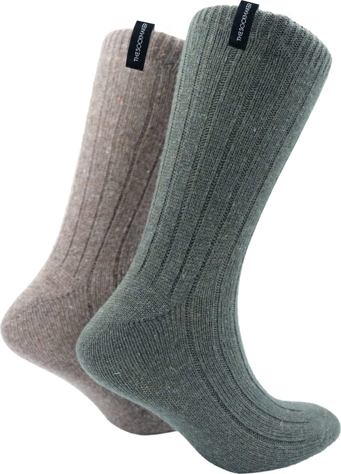 The Sockmaker sokken heren 41-46 - 2-pack Wool Boot - duurzaam - Ribbed - Pine and Walnut