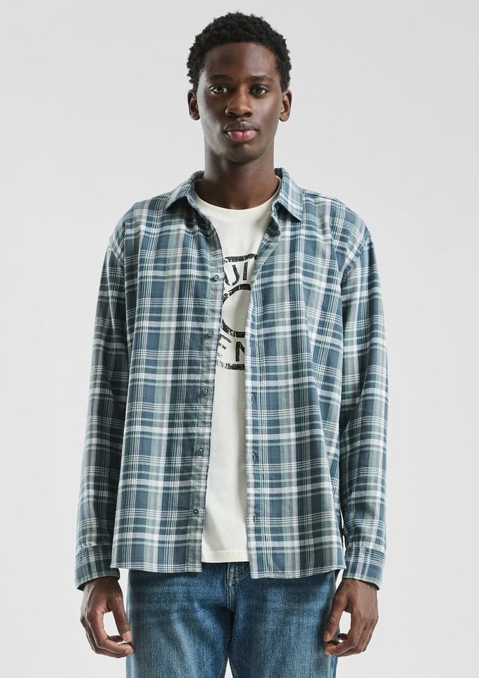 Overhemd met lange mouwen in flanel met splitmanchetten QS