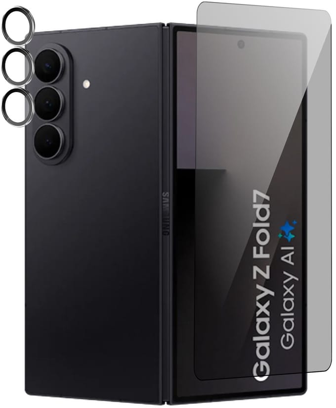 Privacy Screenprotector & Camera Protector geschikt voor Samsung Galaxy Z Fold 7 - Volledig Dekkend Glas