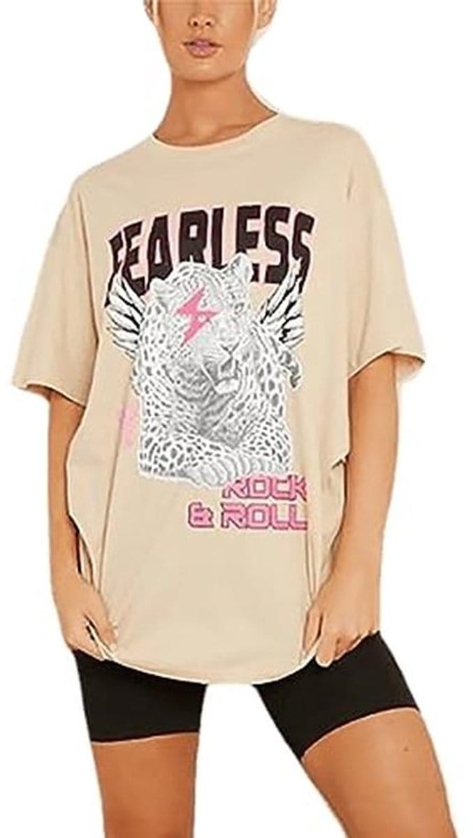 Dames oversized T-shirt met tijgerprint en korte mouwen
