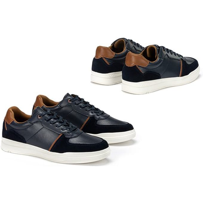 Milanoro - Stijlvolle lederen herensneakers - Navy - Maat 45