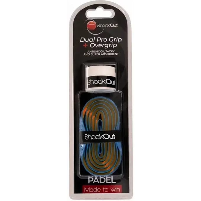 ShockOut Dual Pro Grip + Overgrip Padel | Blauw/Oranje