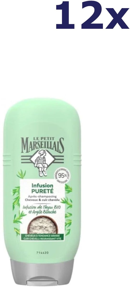 12x Le Petit Marseillais conditioner infusion de thym bio et argile blanche 200ml