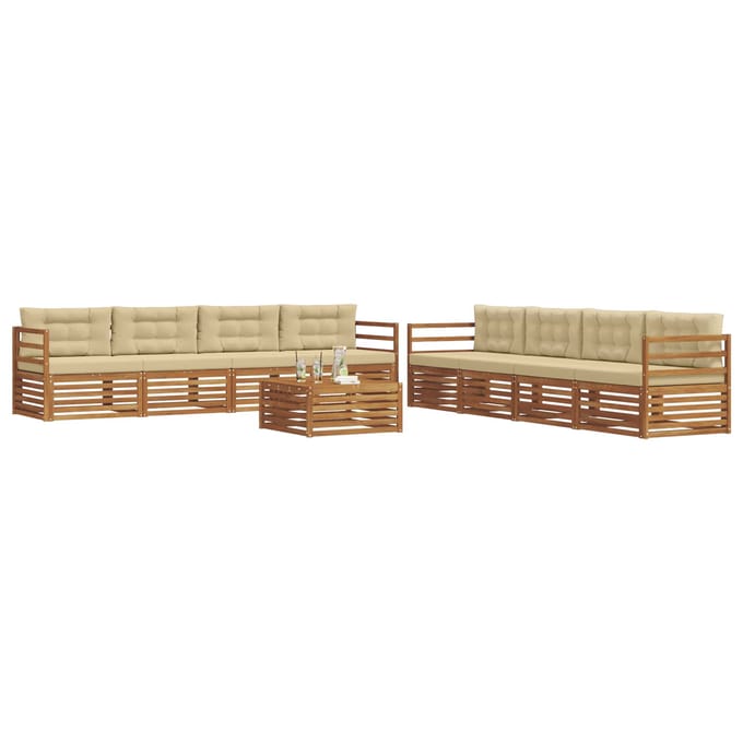 vidaXL - Buiten - bank - set - 9 - st - Natuurlijk - en - Beige