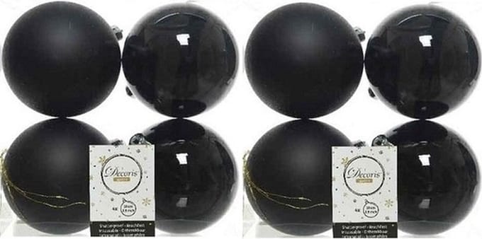 Decoris Kerstballen - 8x st - zwart - 10 cm - kunststof - kerstversiering