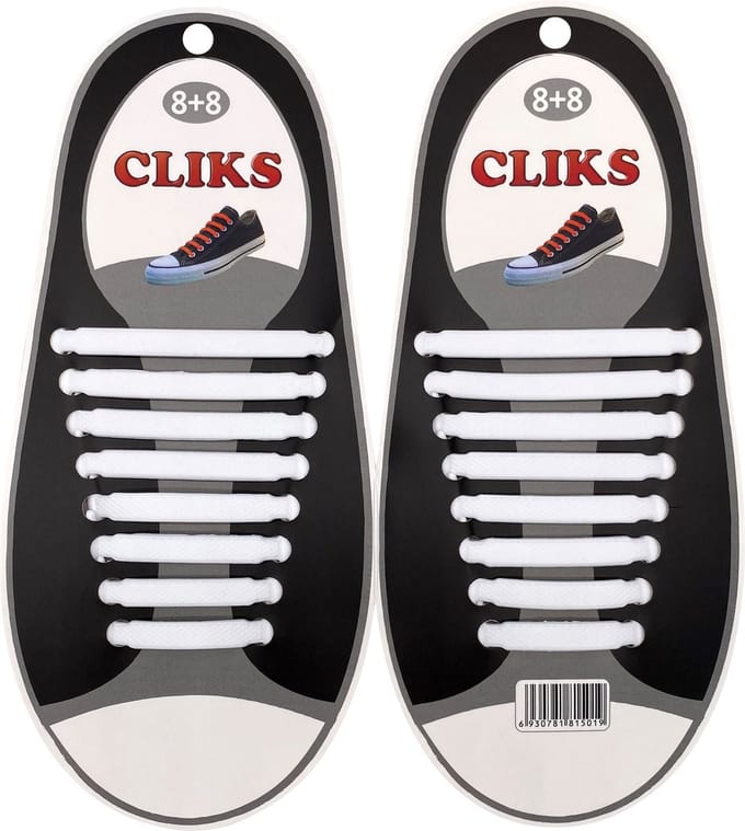 Elastische Veters Wit - Zonder Strikken - 1 Paar Schoenen - Kinderen & Volwassenen - CLIKS