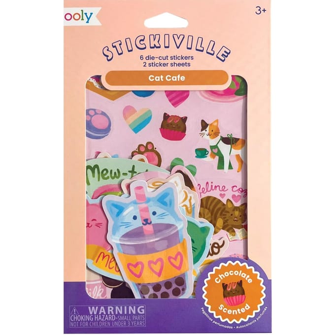 Ooly - Stickiville - Cat Café - Chocolade geurende stickers