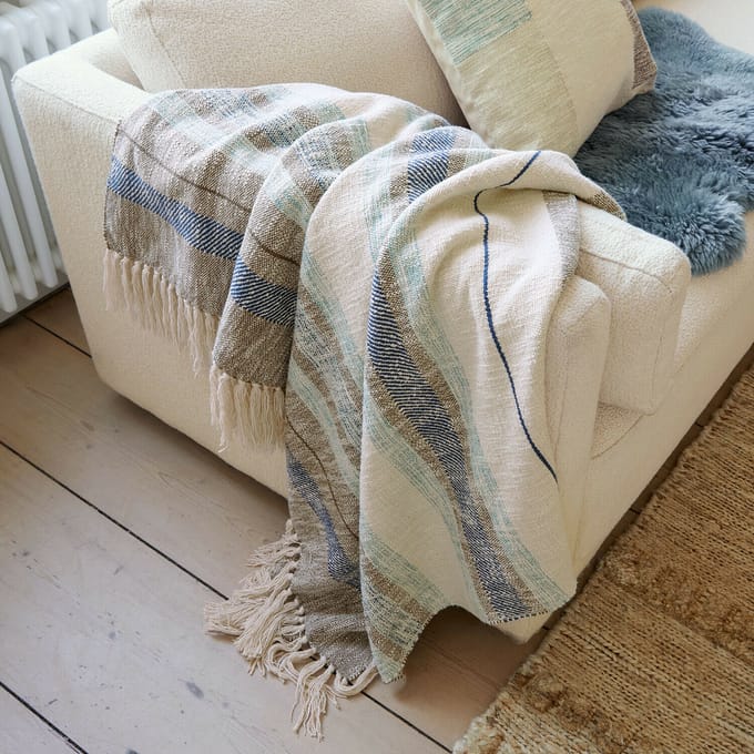 LOBERON Plaid Maresas beige/blauw