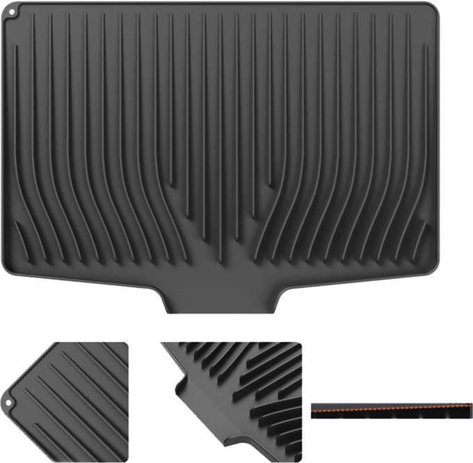 Keukenafvoermat - met afvoergoot - zwart - antislip - hittebestendig - 35*48cm