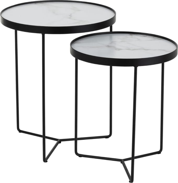 Bijzettafel Rond Marmer Zwart set van 2