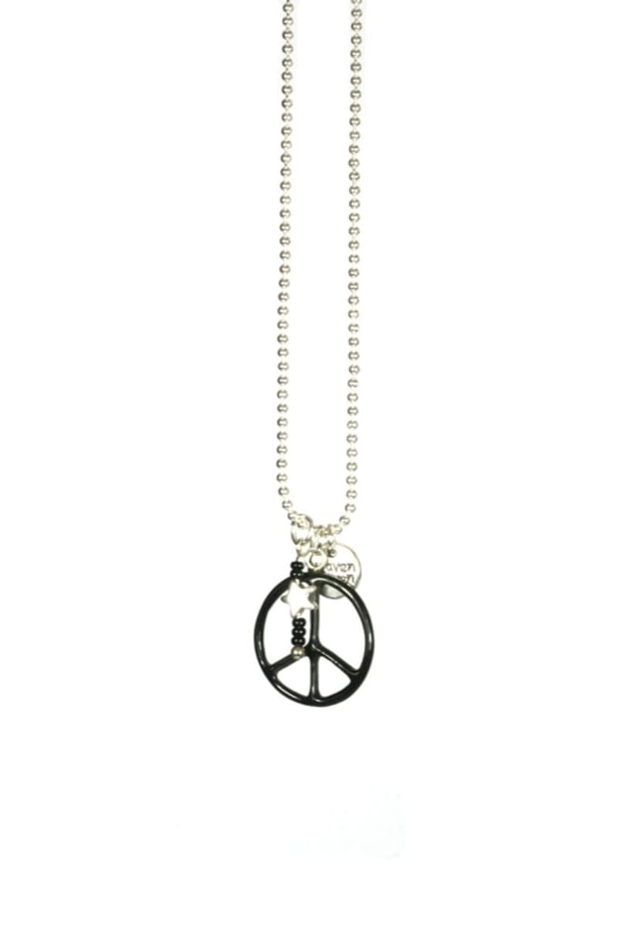 Heaven Eleven KIDS - Meisjes - ketting - ballchain - rvs - zwart - peace - bone