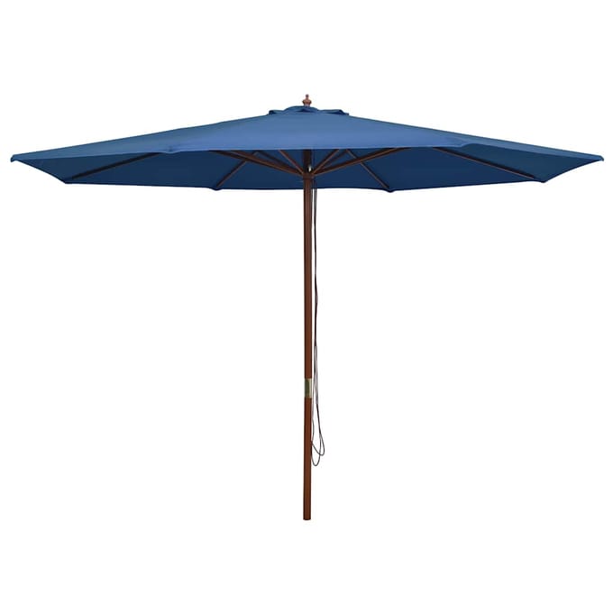 vidaXL - Parasol - met - houten - paal - 350 - cm - blauw