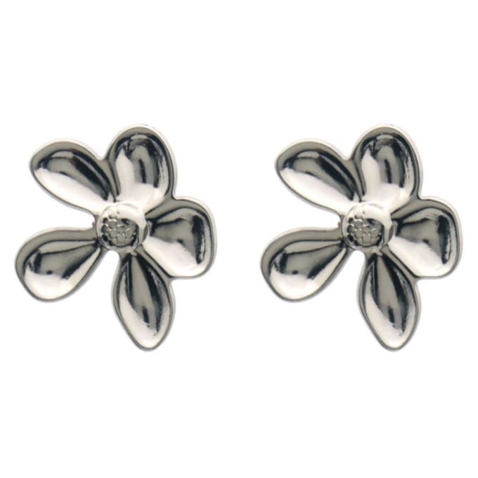 Edelstalen oorbellen - bloemvorm - zilverkleurig - RVS - 2.5 cm