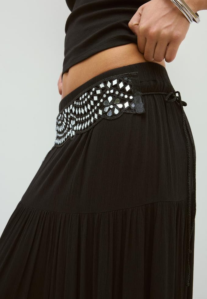 Stradivarius Cinturón espejos ondas  Zwart OS