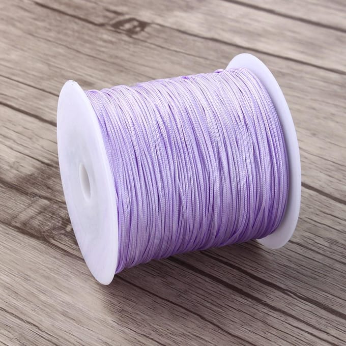 100M x 0.8mm Nylon Chinees Knoopkoord Rattail Macrame Shamballa Draad String Lichtpaars white