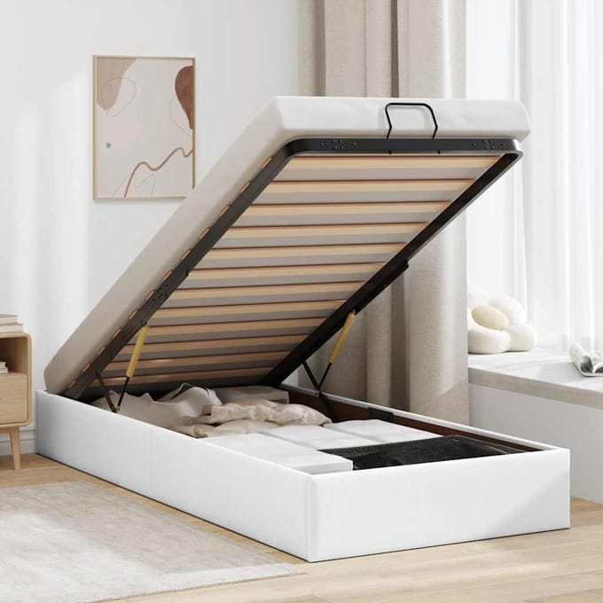 vidaXL - Bedframe - zonder - matras - 90x200 - cm - kunstleer - wit