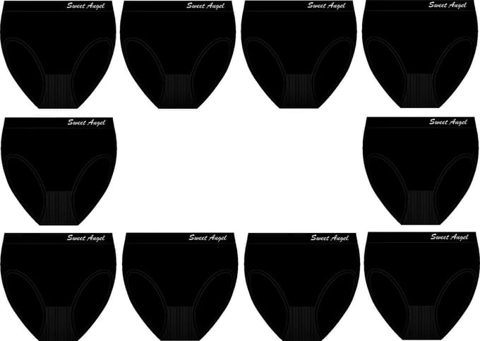 Sweet Angel Zwarte Dames Slips 10pack Maat M