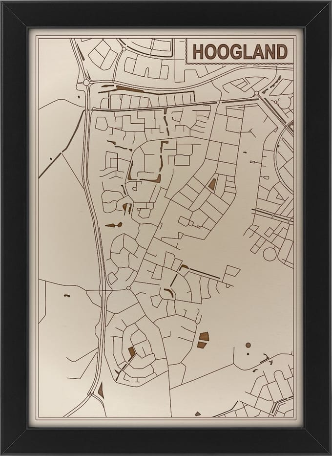 Houten stadskaart van Hoogland