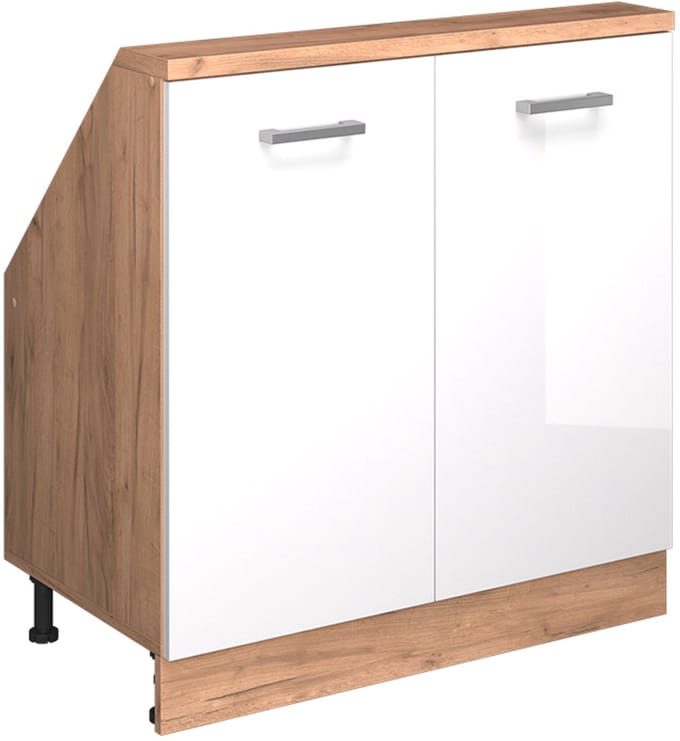 Vicco Rion Kast voor schuine wand – met 2 deuren Wit hoogglans/goud power eiken