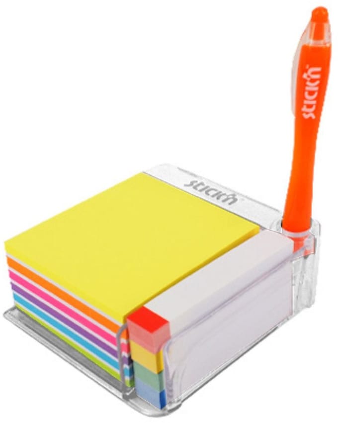 Stick'n Bureauhouder Memokubus - Sticky Notes - 76 x 76 mm - 400 Memoblaadjes - 380 Index Tabs