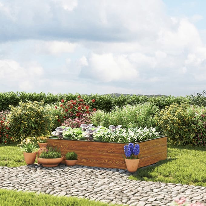 150 x 119 x 39 cm Moestuinbak Halfsize, Laklaag met houtoptiek