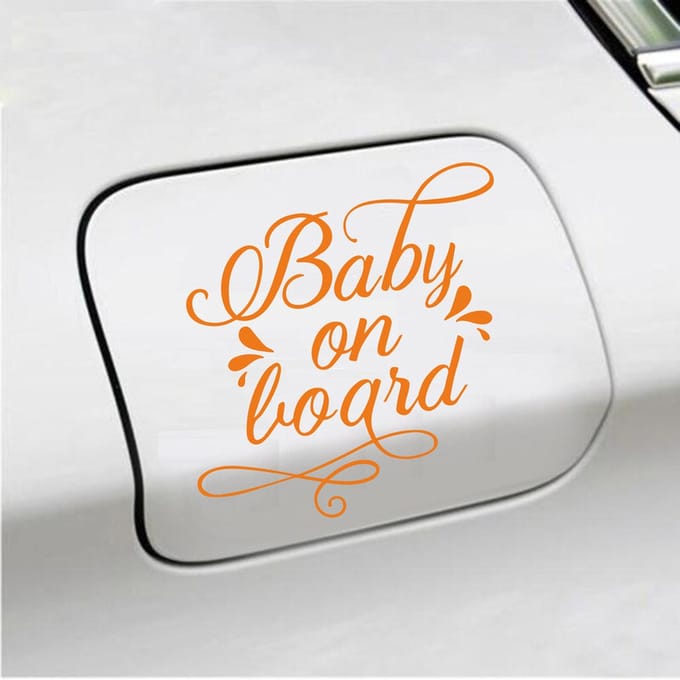 Bumpersticker - Baby On Board - 12,1 X 13,1 - Oranje