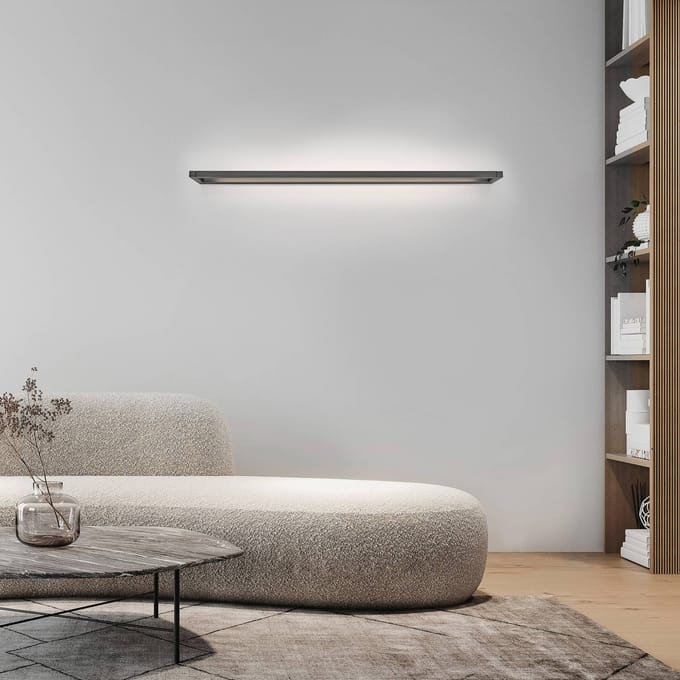 LED wandlamp PURE Puro, grijs, breedte 100 cm, aluminium, dimmer