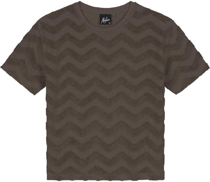 Malelions jacquard wavy towelling t-shirt in de kleur bruin.