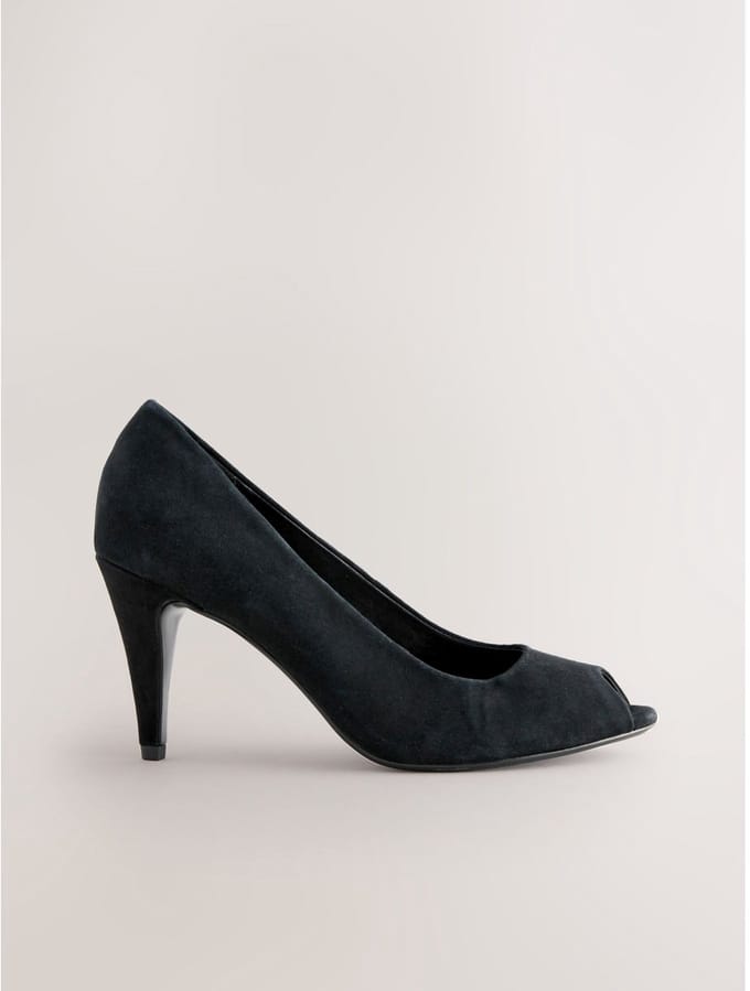 Next - Dames - Pumps van Premium leer met open neus - Zwart