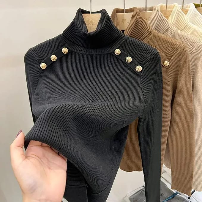 Pull en cachemire automne et hiver pour femme, col roulé, manches longues, pull en tricot, pull en cachemire slim XL noir