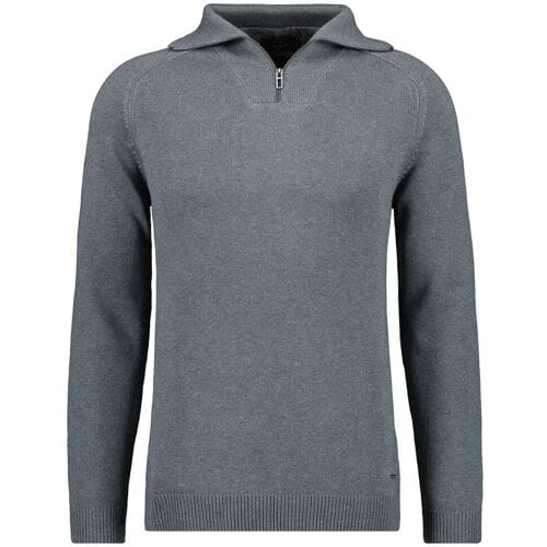 Ragman Trui Cotton Troyer Zip Raglan Sleeve Grijs Melange / male