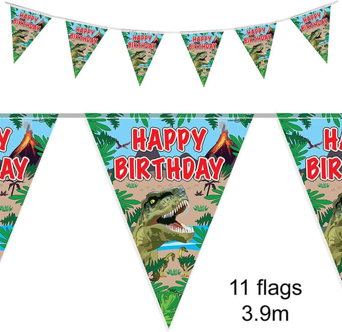 Oaktree - Vlaggenlijn Dino Happy Birthday (4 meter)